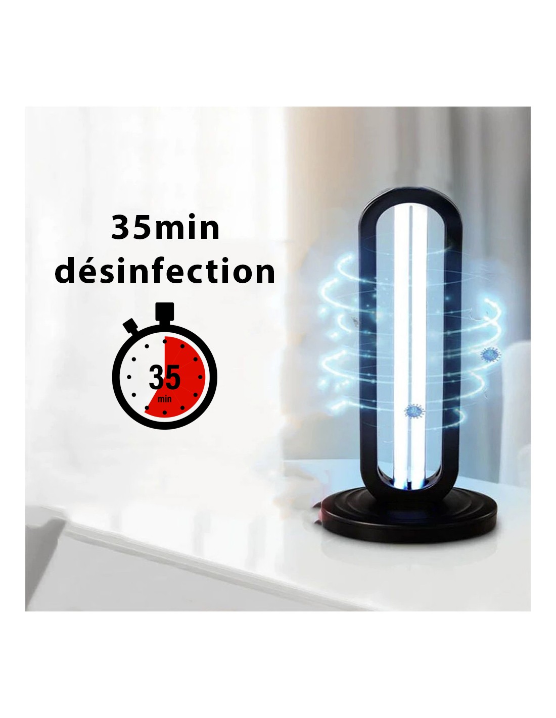 Lampe de désinfection pour la maison Lampe de stérilisation UV avec lampe à lozone la chambre taux de désinfection antibactérien 99 % lécole le bureau 