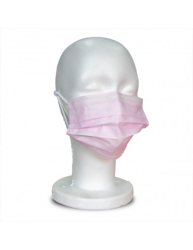 Masques chirurgicaux 3 plis Type IIR Rose - 50 pièces