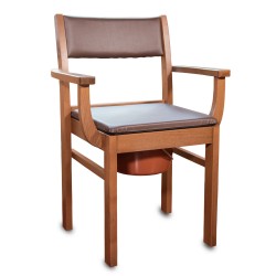 Chaise percée avec accoudoirs bois