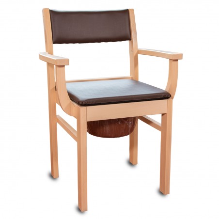 Chaise percée avec accoudoirs bois